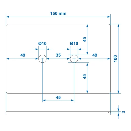 Montageplaat voor Sjoroog ovaal 103x70mm