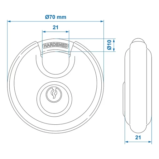 Discusslot 70mm 2 stuks Gelijksluitend