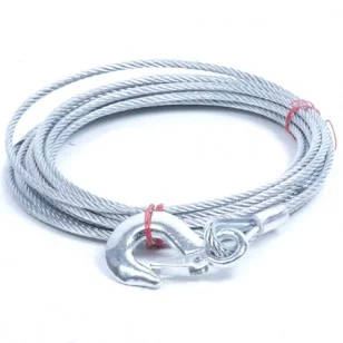 Staaldraad 6 mm voor lier met haak 10 meter